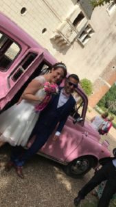 taxi anglais rose voiture de mariage