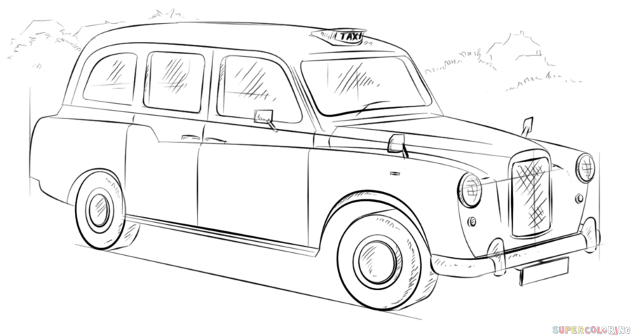 comment dessiner un taxi anglais etape par etape